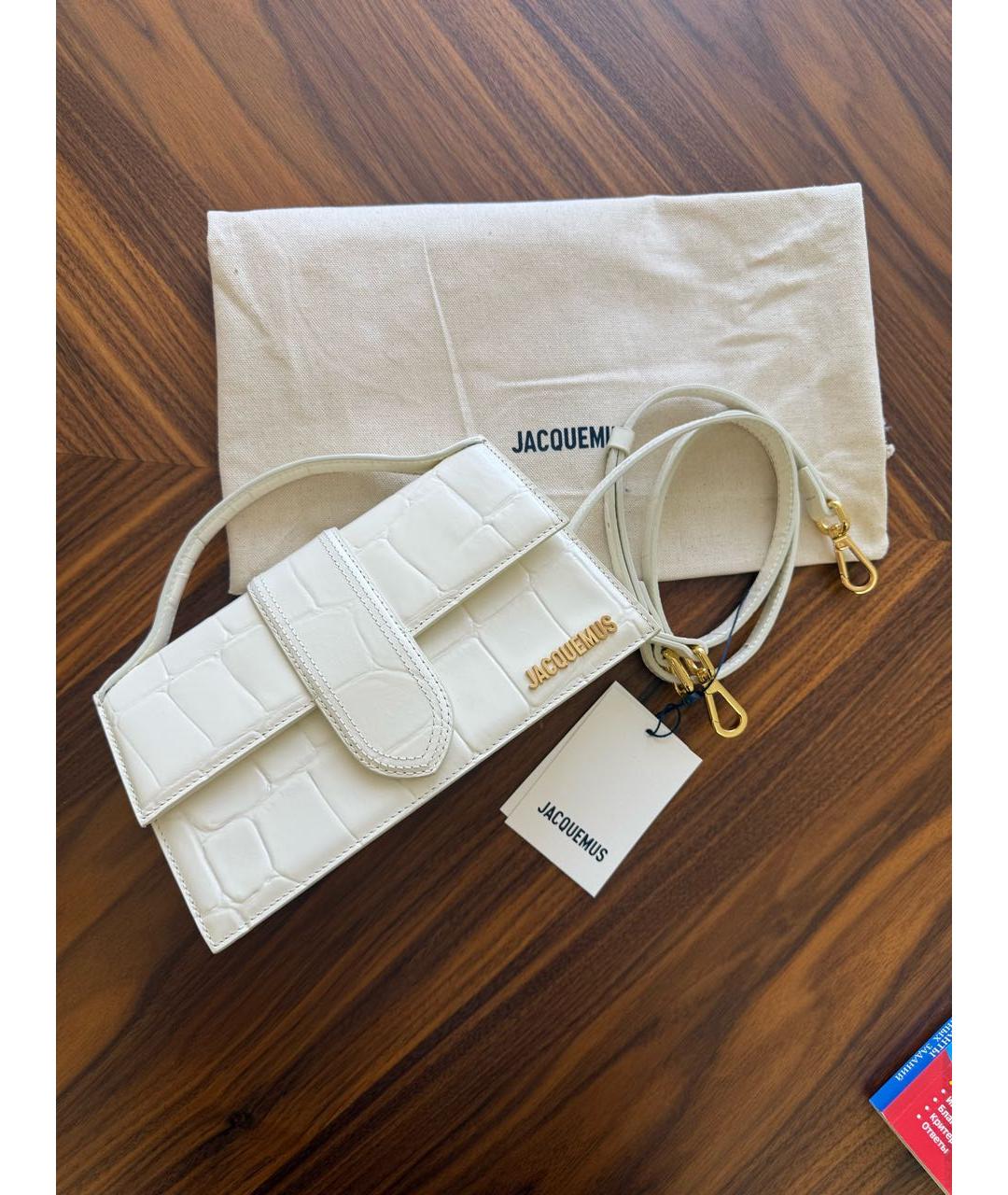 JACQUEMUS Бежевая кожаная сумка через плечо, фото 3