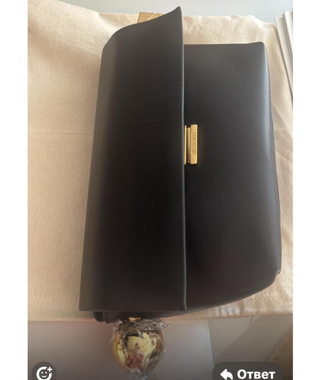 JACQUEMUS Черная кожаная сумка через плечо, фото 2