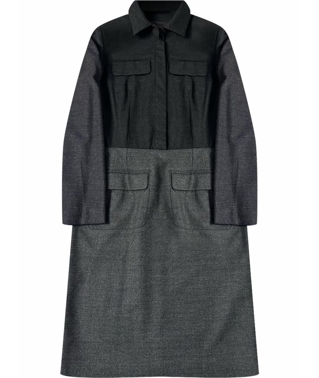 JIL SANDER Серое шерстяное повседневное платье, фото 1