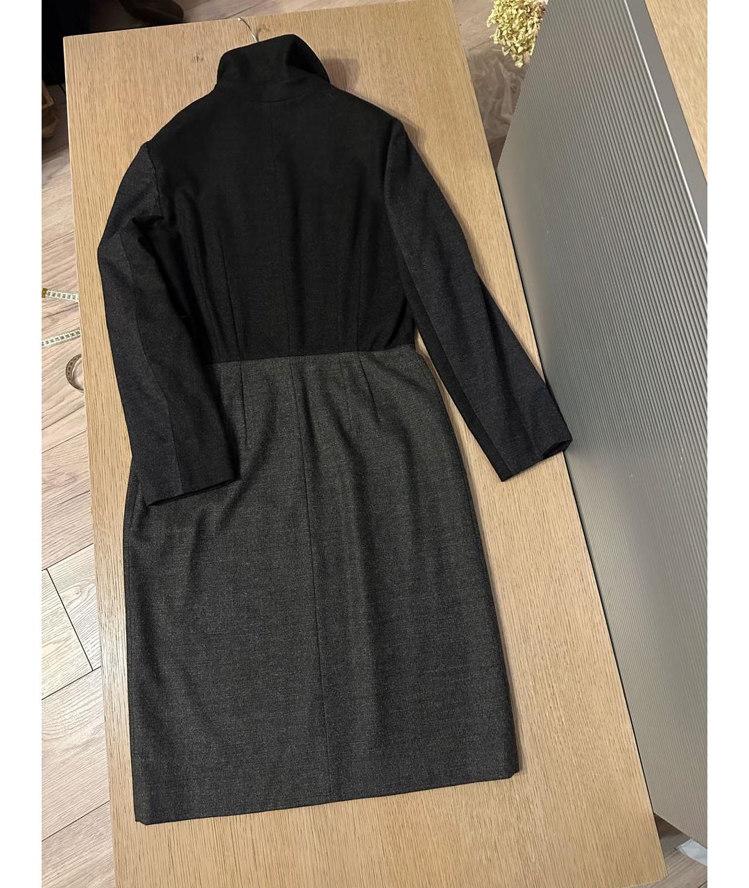 JIL SANDER Серое шерстяное повседневное платье, фото 5
