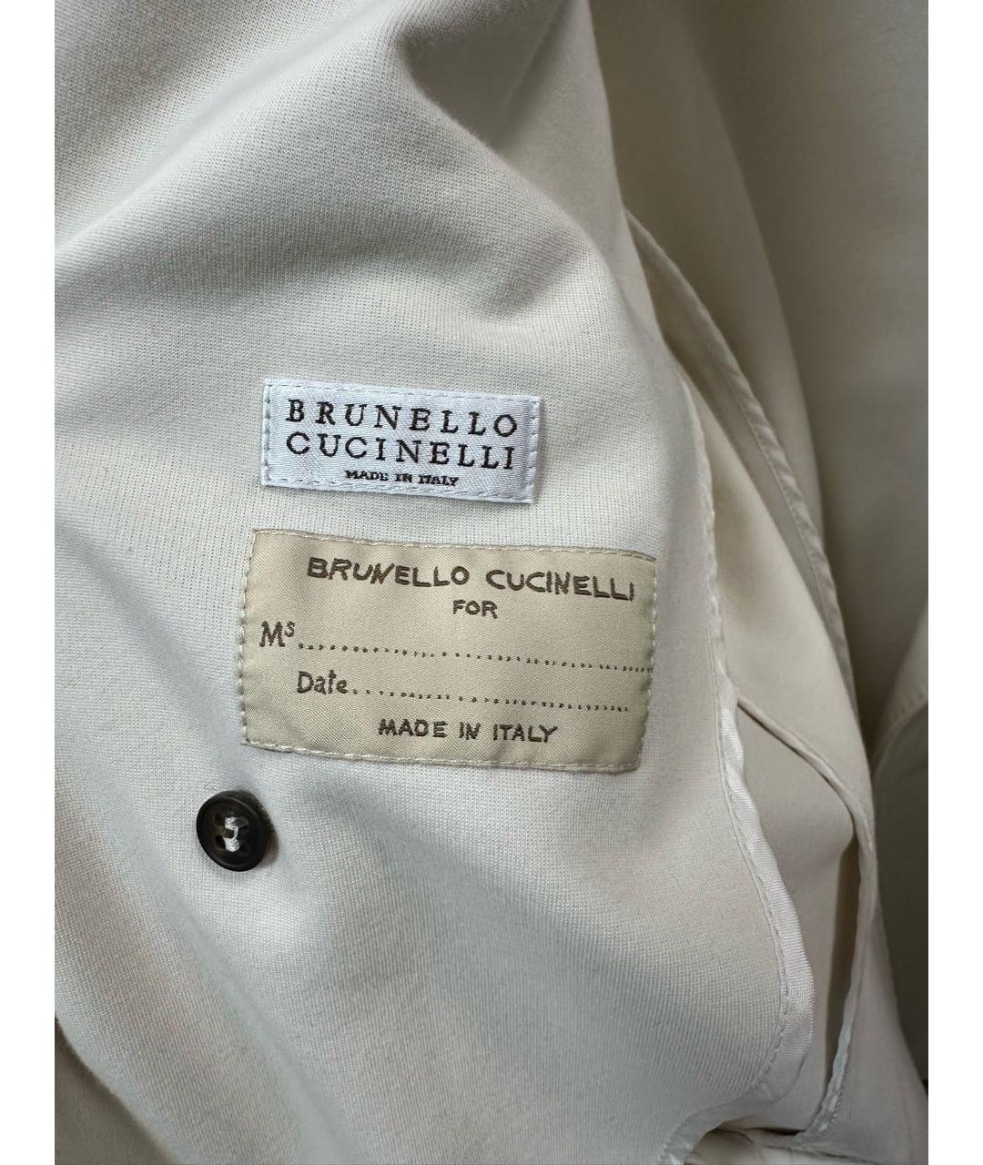 BRUNELLO CUCINELLI Бежевый хлопко-эластановый костюм с брюками, фото 3