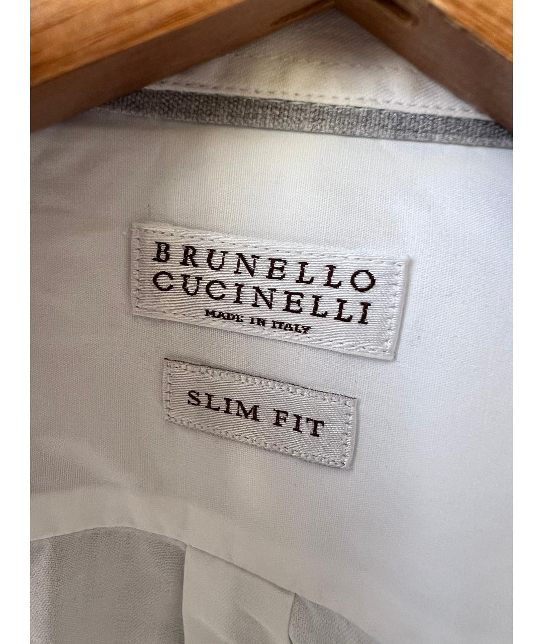 BRUNELLO CUCINELLI Белая хлопковая классическая рубашка, фото 6