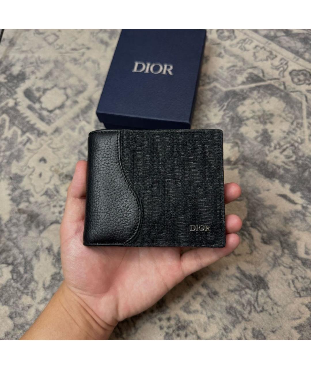 CHRISTIAN DIOR Черный кожаный кошелек, фото 2
