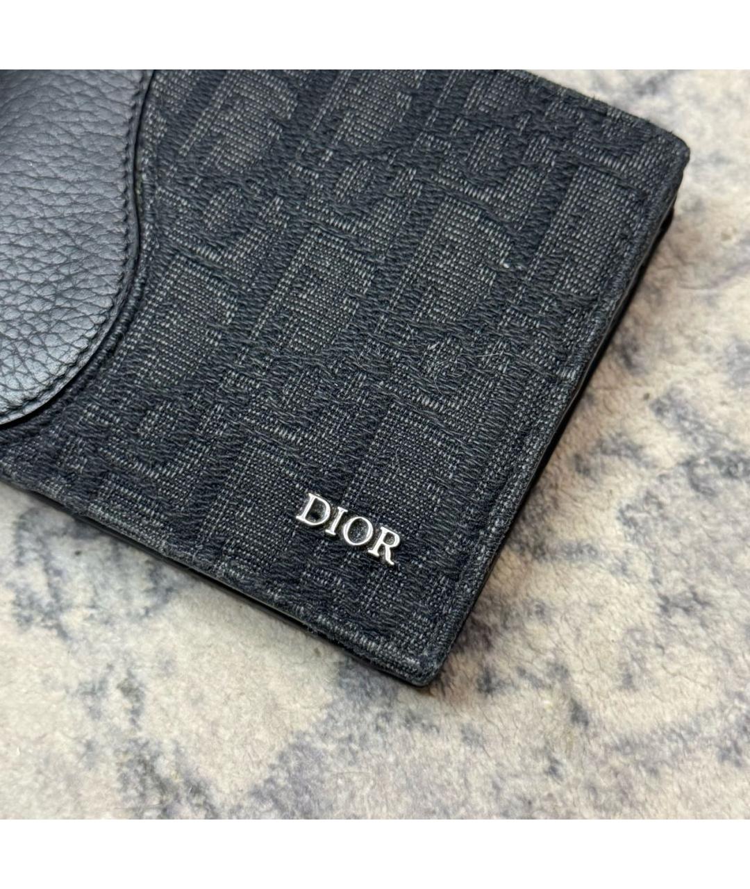 CHRISTIAN DIOR Черный кожаный кошелек, фото 4