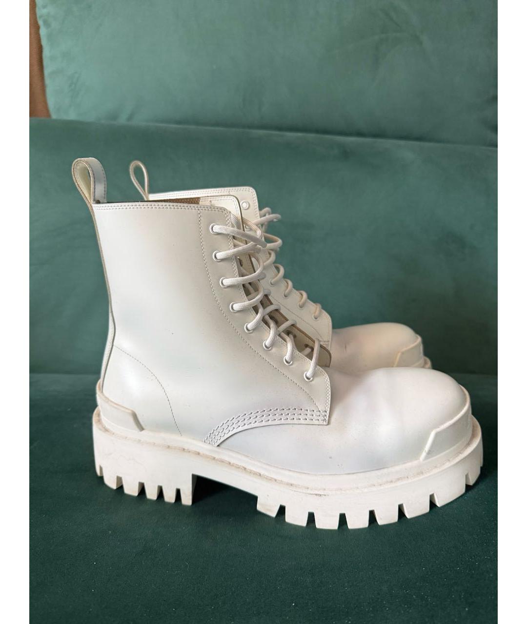 BALENCIAGA Белые кожаные ботинки, фото 2