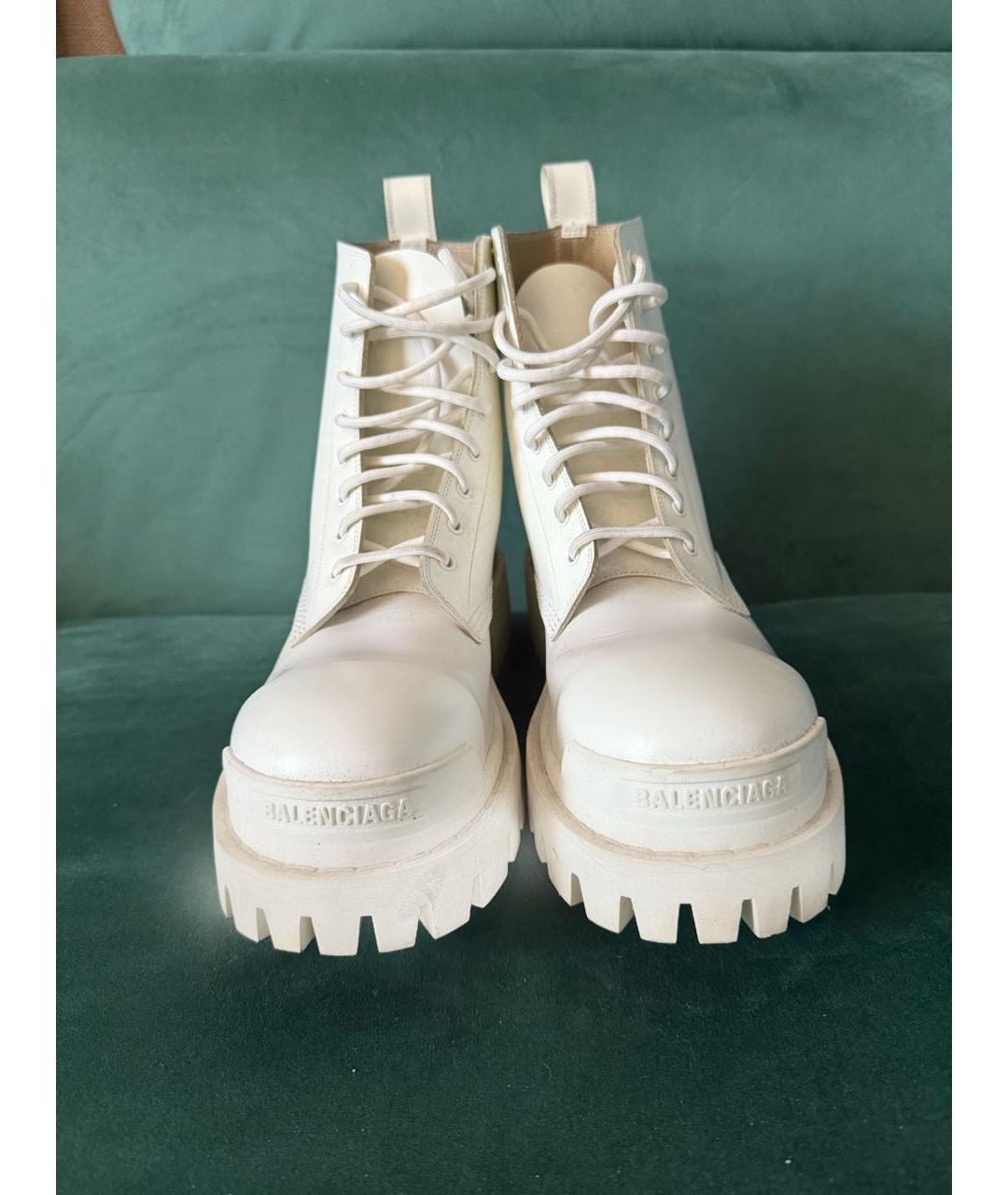 BALENCIAGA Белые кожаные ботинки, фото 3