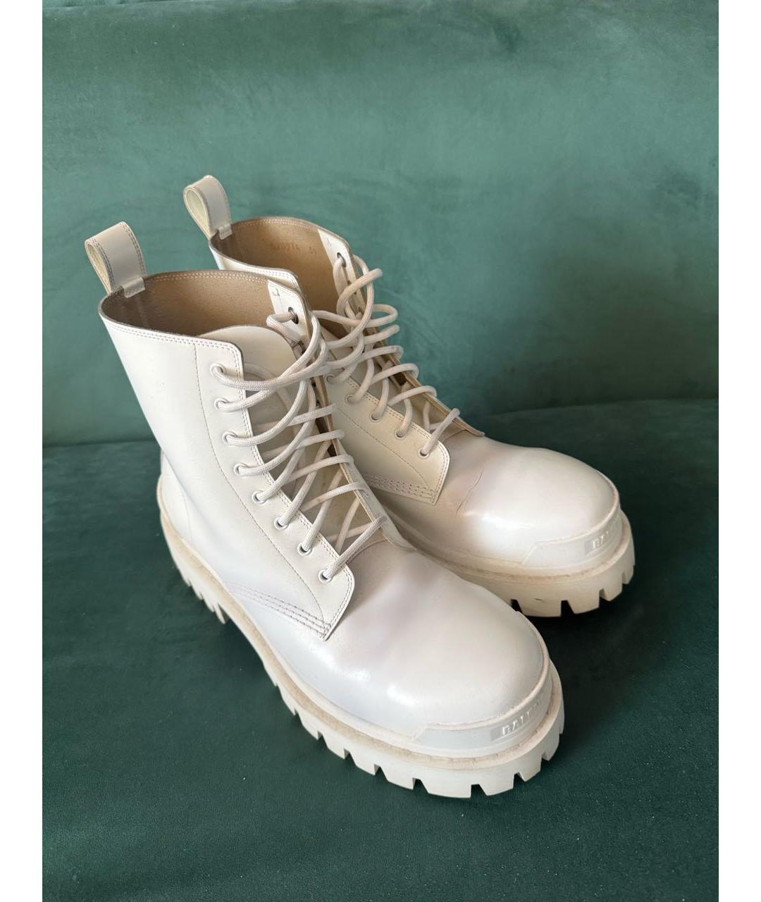 BALENCIAGA Белые кожаные ботинки, фото 4