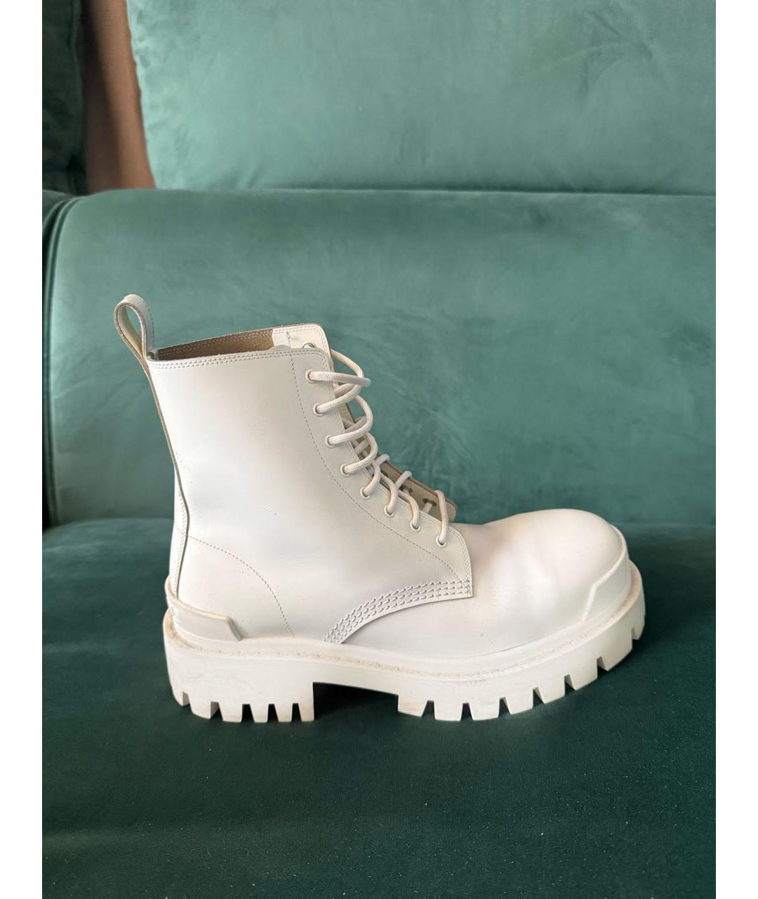 BALENCIAGA Белые кожаные ботинки, фото 5