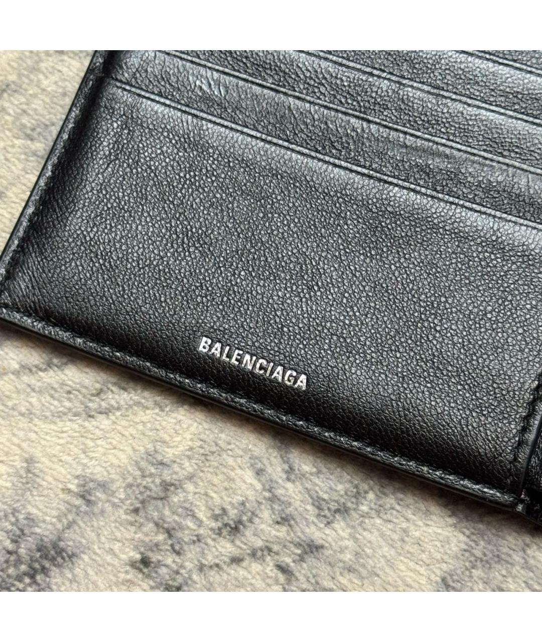 BALENCIAGA Черный кожаный кошелек, фото 5