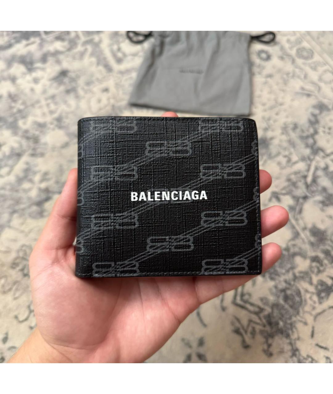 BALENCIAGA Черный кожаный кошелек, фото 2