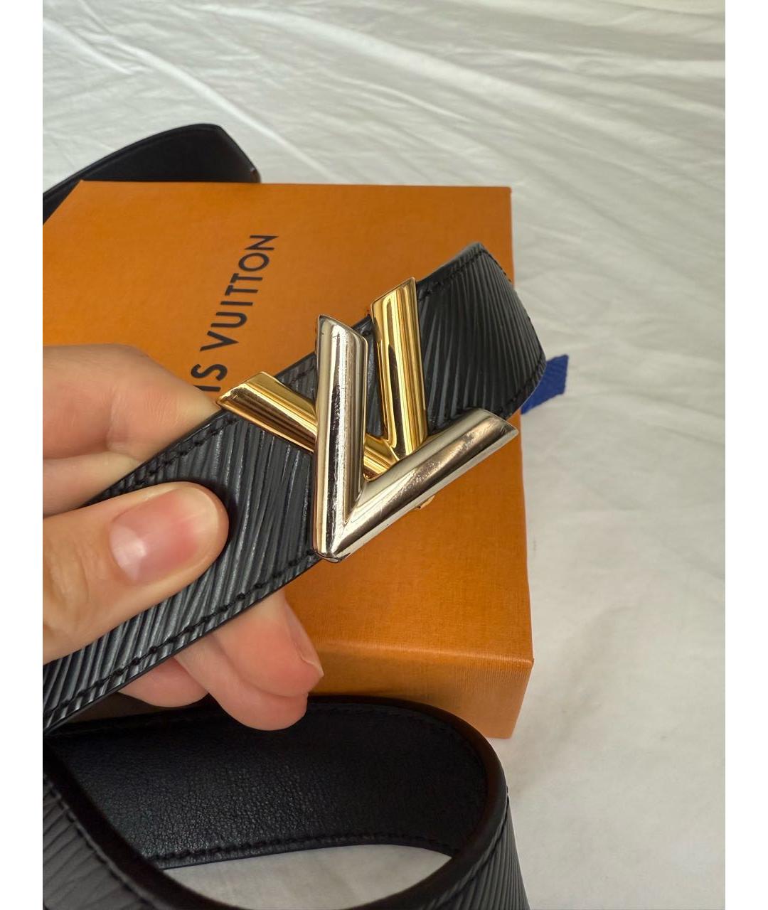LOUIS VUITTON Черный кожаный ремень, фото 2