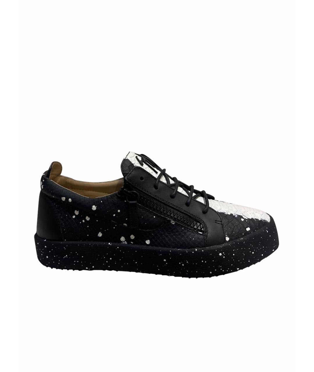 GIUSEPPE ZANOTTI DESIGN Черные кожаные низкие кроссовки / кеды, фото 1