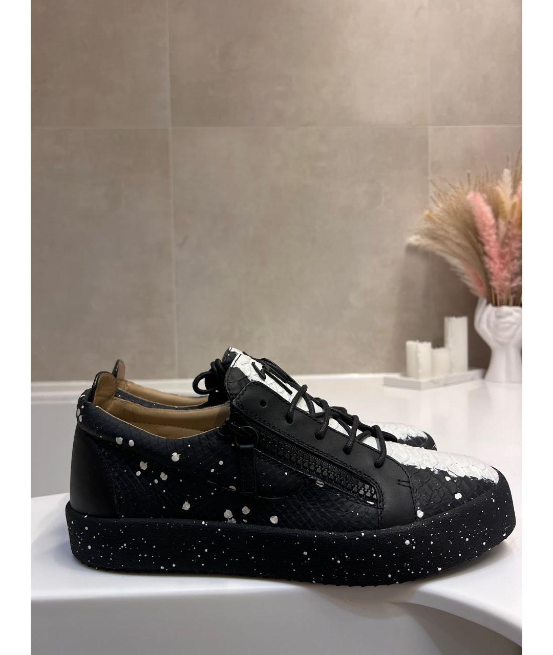 GIUSEPPE ZANOTTI DESIGN Черные кожаные низкие кроссовки / кеды, фото 6