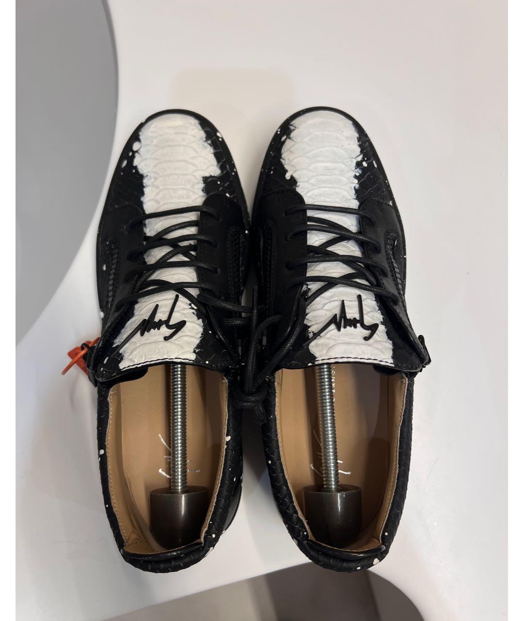 GIUSEPPE ZANOTTI DESIGN Черные кожаные низкие кроссовки / кеды, фото 3