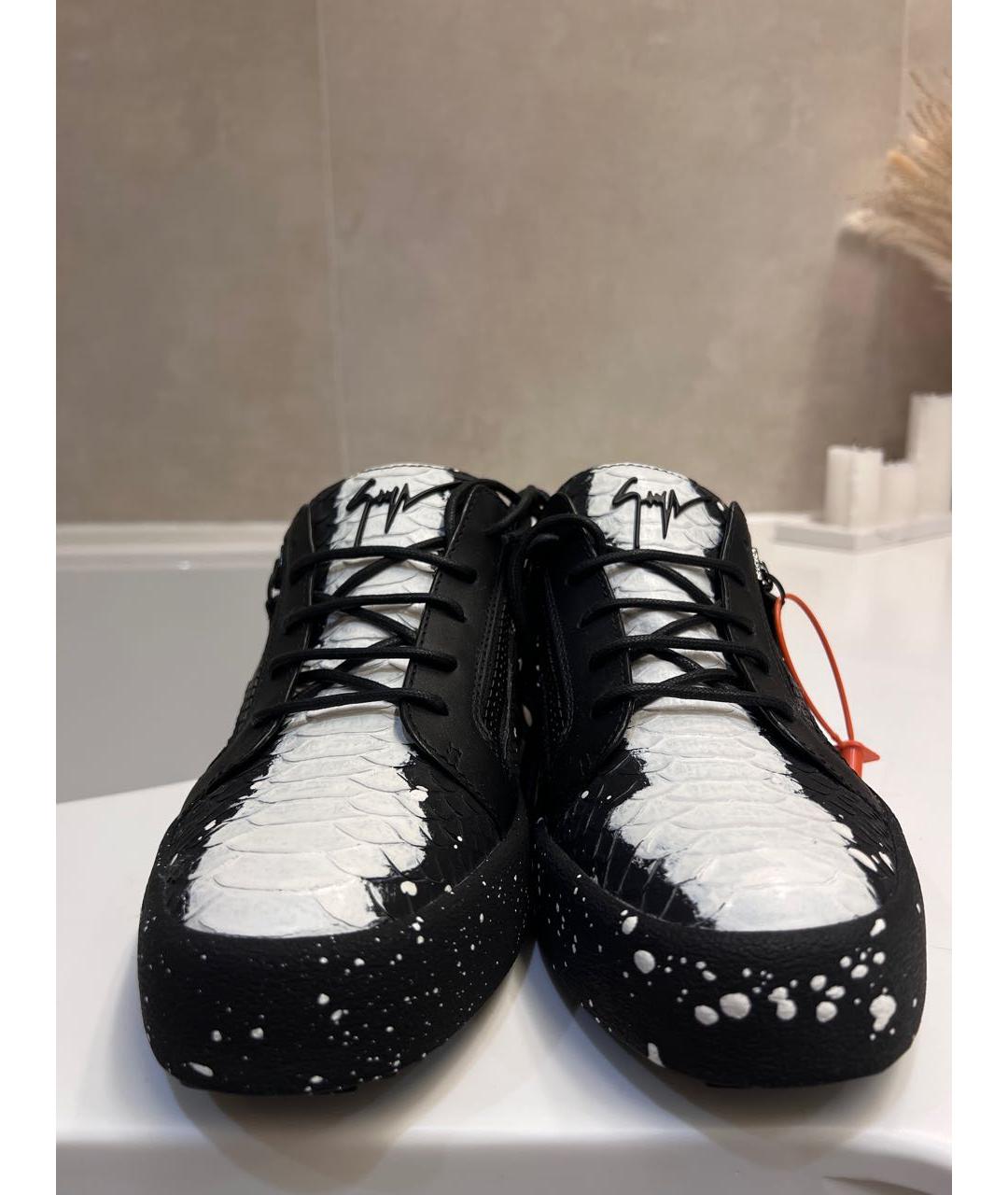 GIUSEPPE ZANOTTI DESIGN Черные кожаные низкие кроссовки / кеды, фото 2
