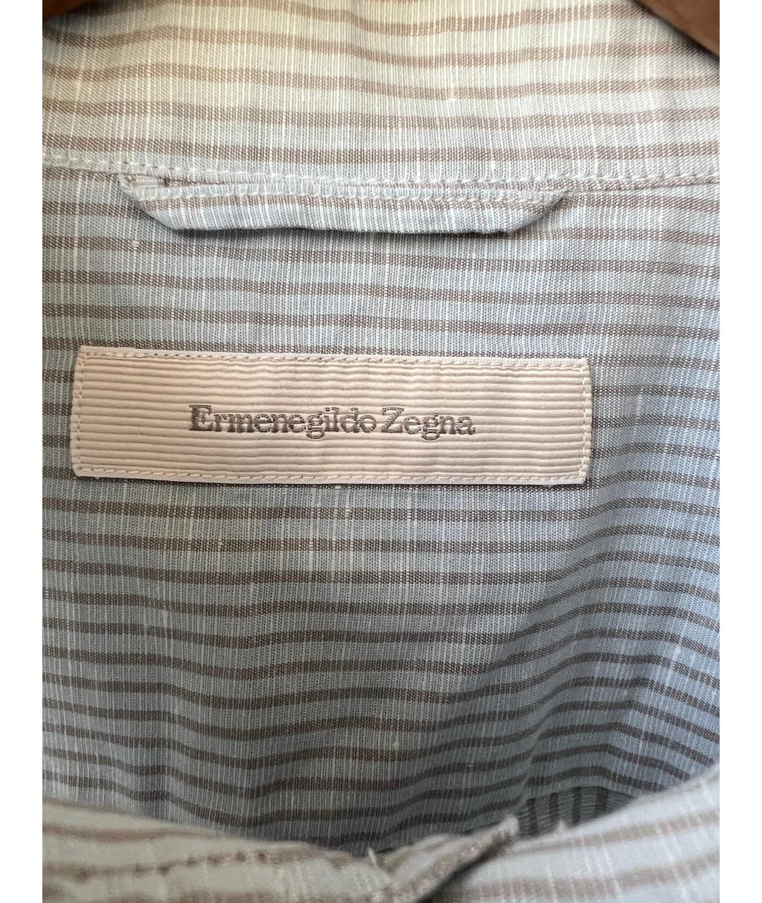 ERMENEGILDO ZEGNA XXX Голубая хлопковая классическая рубашка, фото 4