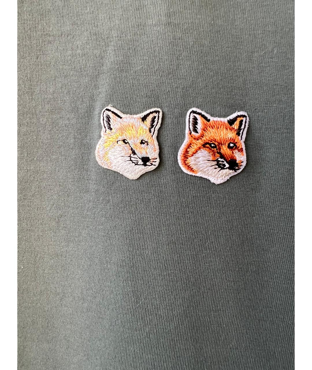 MAISON KITSUNE Серая хлопковая футболка, фото 2
