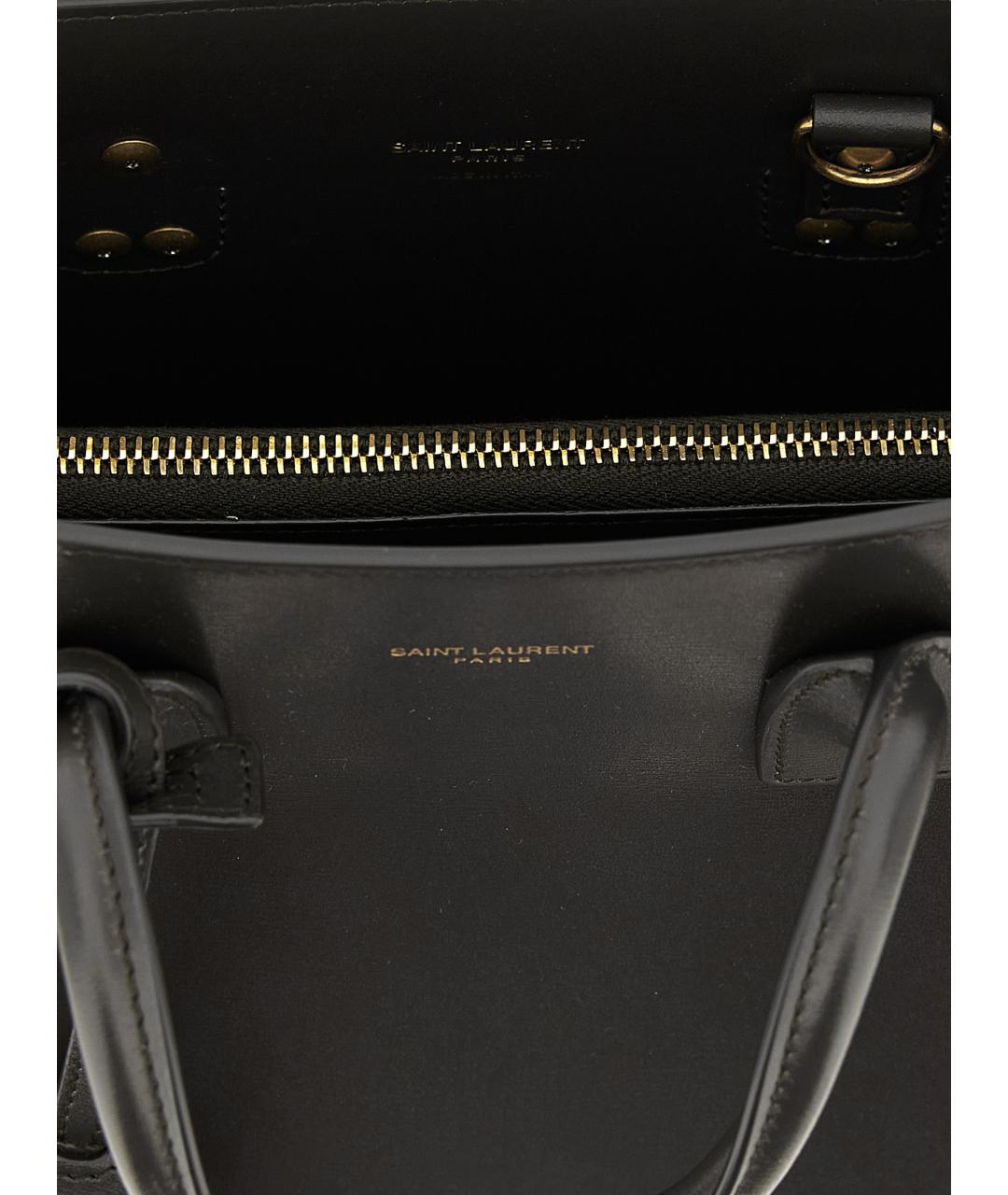 SAINT LAURENT Серая кожаная сумка тоут, фото 4