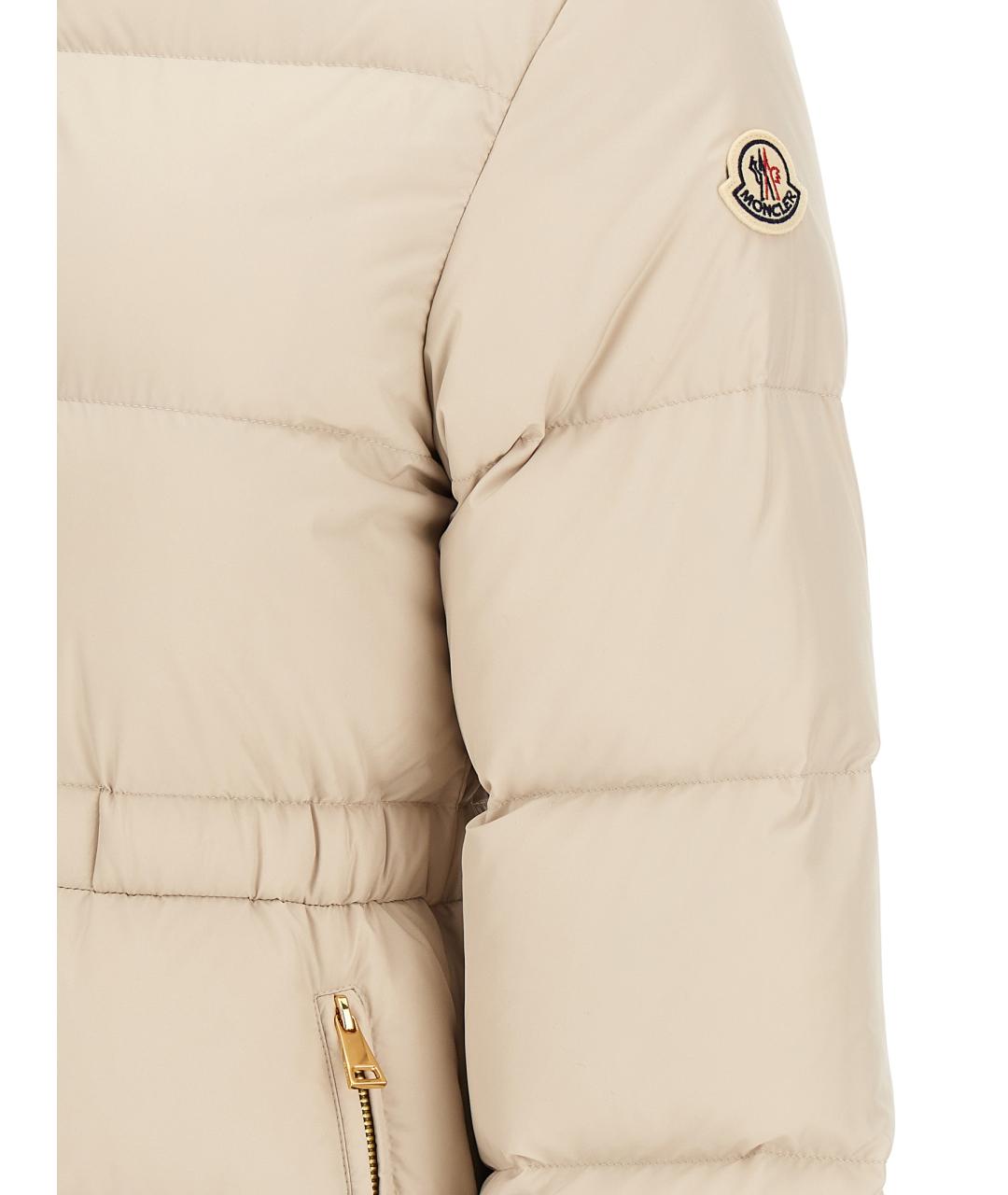 MONCLER Бежевый полиэстеровый пуховик, фото 4