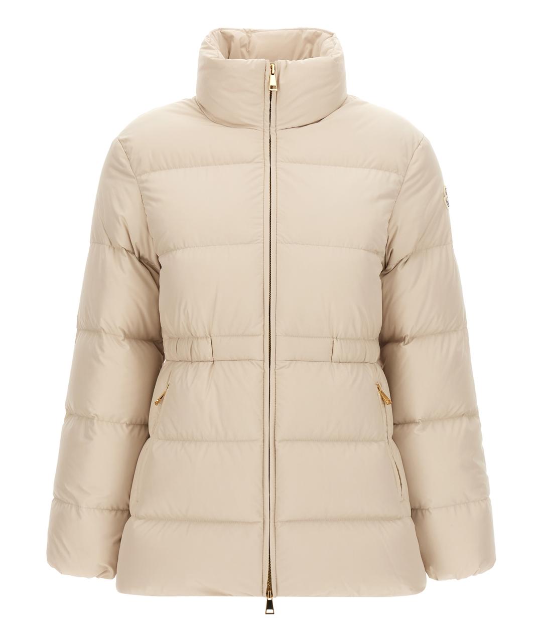 MONCLER Бежевый полиэстеровый пуховик, фото 1