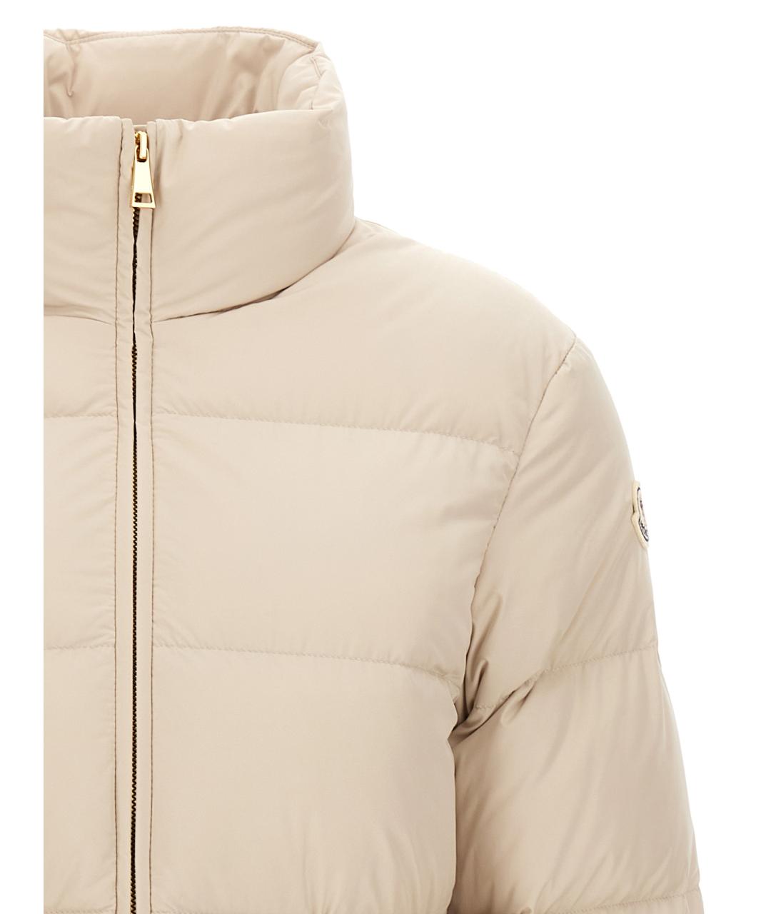 MONCLER Бежевый полиэстеровый пуховик, фото 3