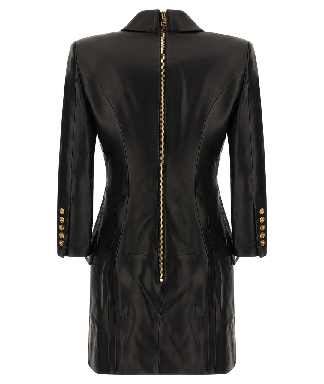 BALMAIN Черное кожаное платье, фото 2