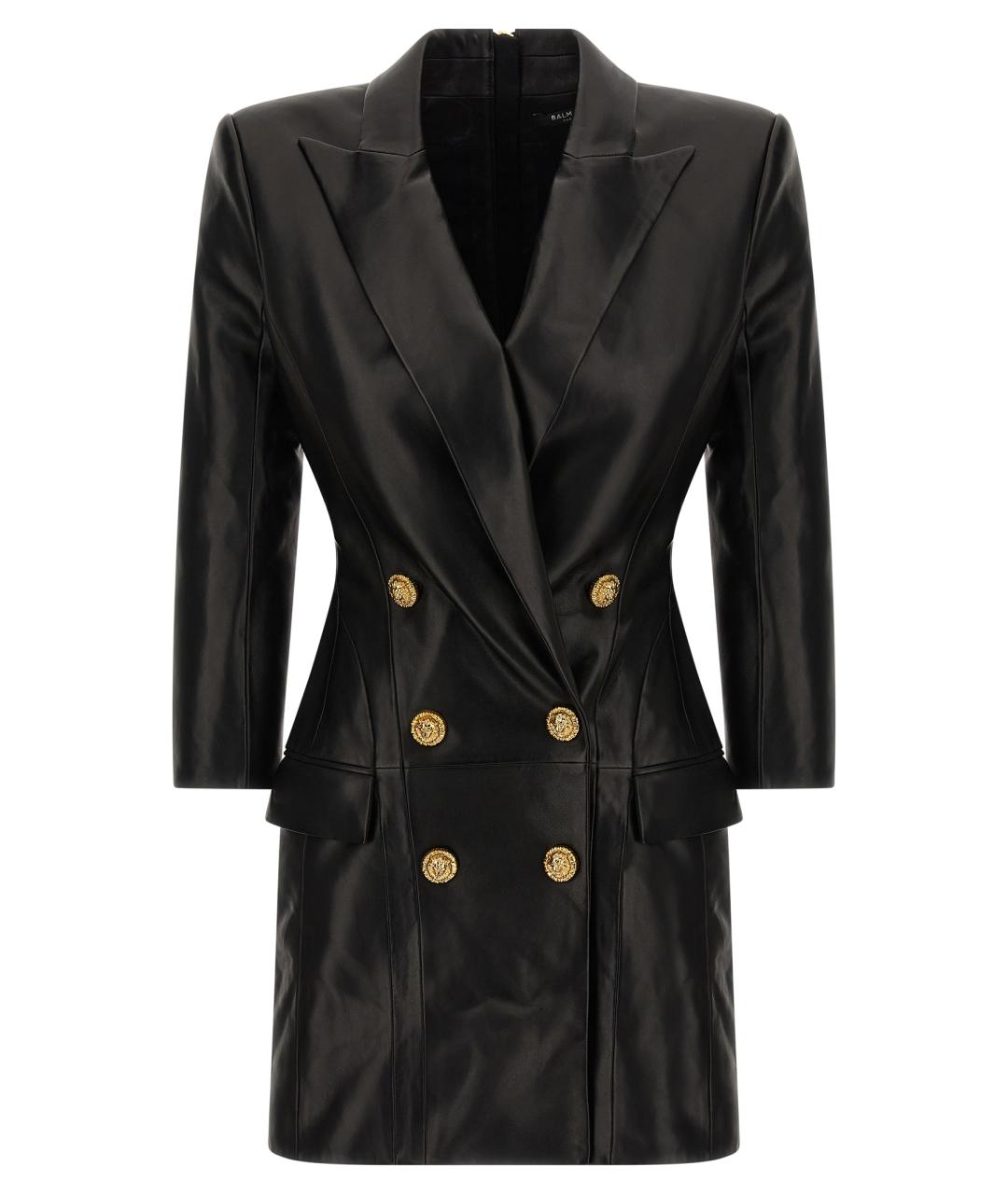 BALMAIN Черное кожаное платье, фото 1