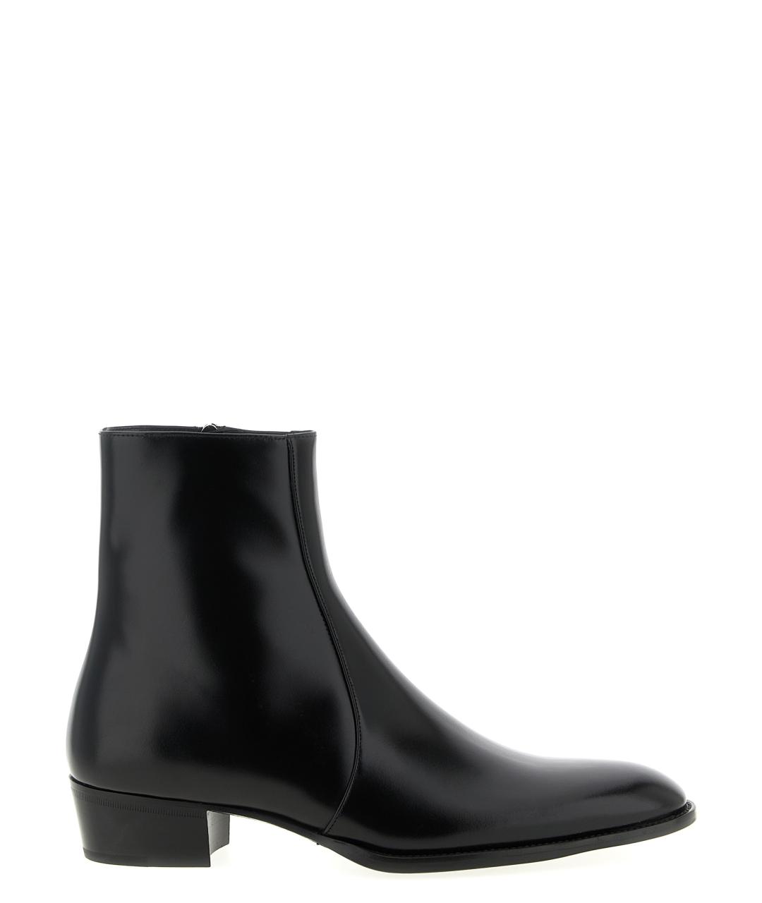 SAINT LAURENT Черные кожаные высокие ботинки, фото 1