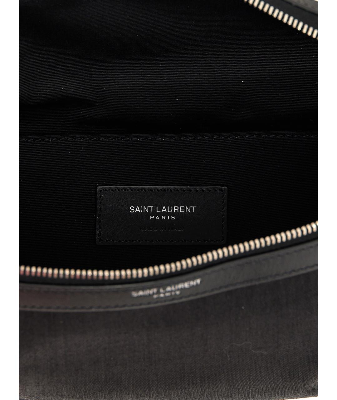 SAINT LAURENT Черная тканевая поясная сумка, фото 4