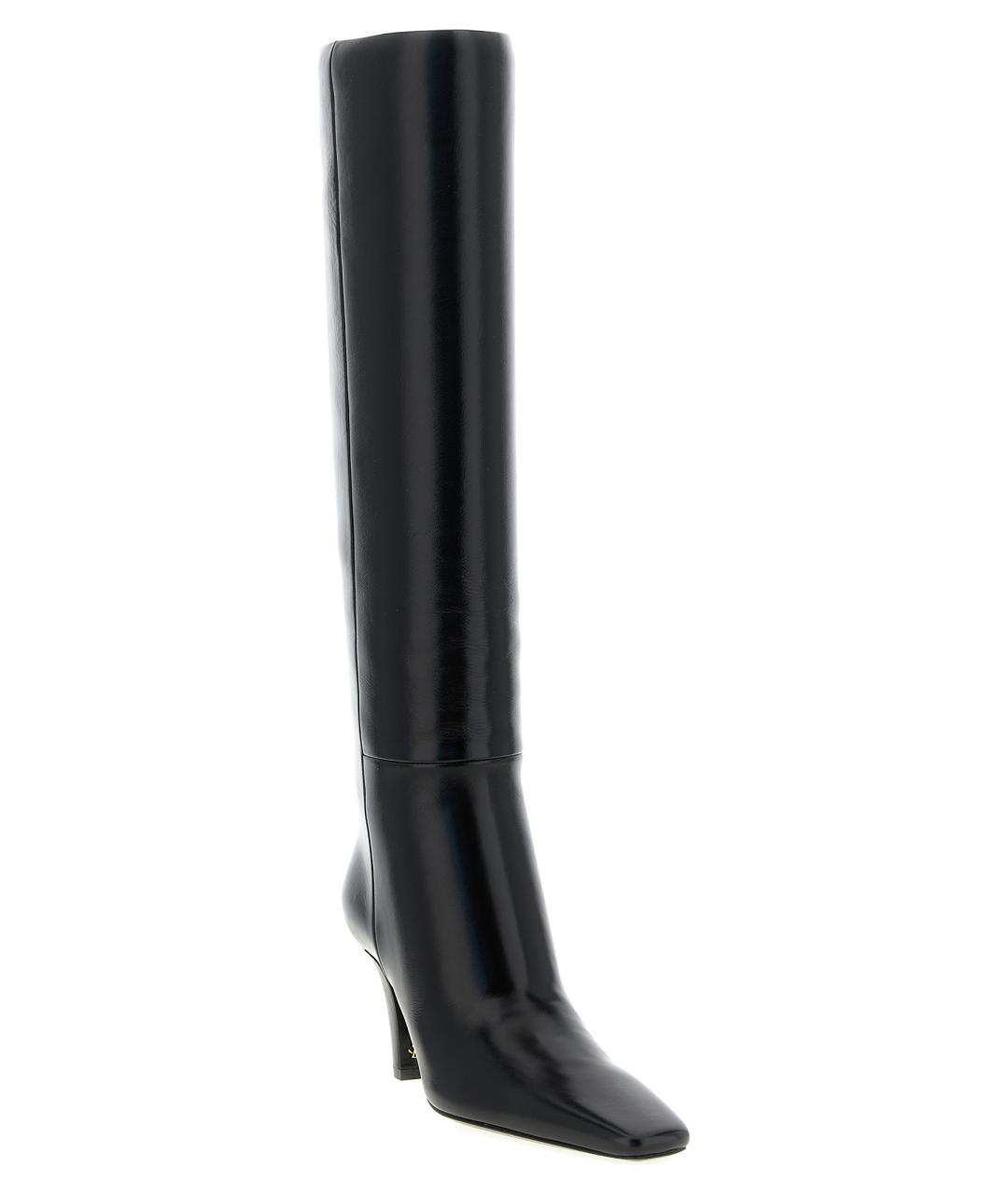 SAINT LAURENT Черные кожаные сапоги, фото 2