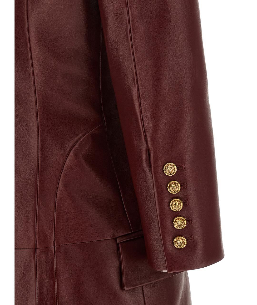 BALMAIN Бордовое кожаное платье, фото 4