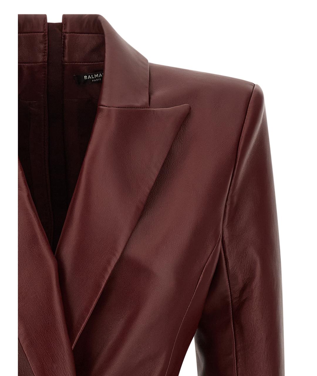 BALMAIN Бордовое кожаное платье, фото 3