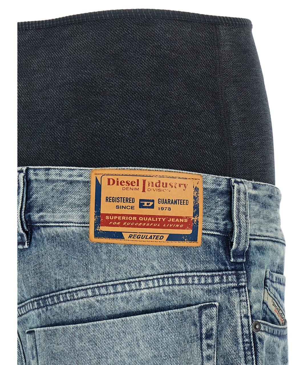 DIESEL Голубые хлопковые прямые джинсы, фото 4