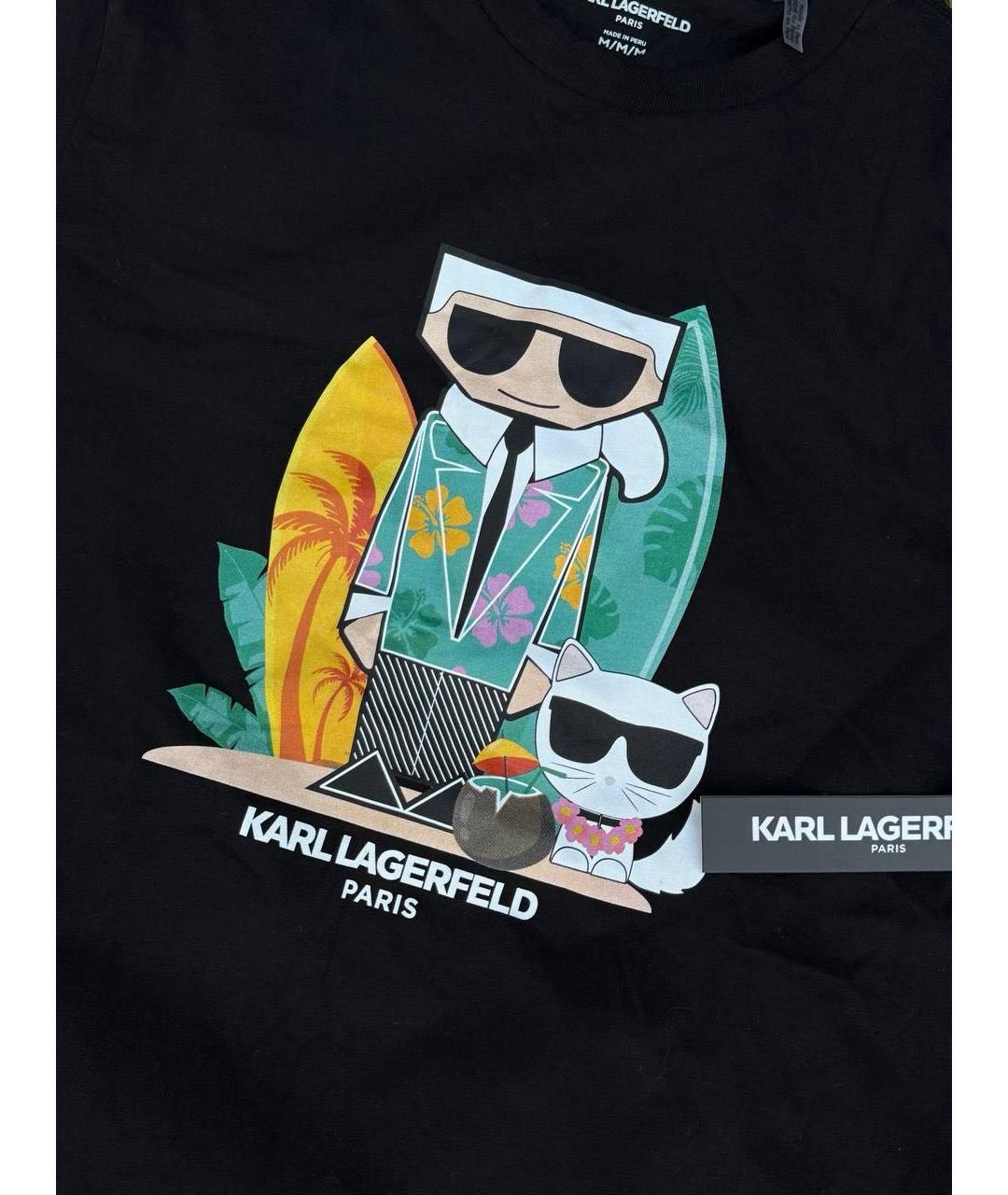 KARL LAGERFELD Черная хлопковая футболка, фото 5