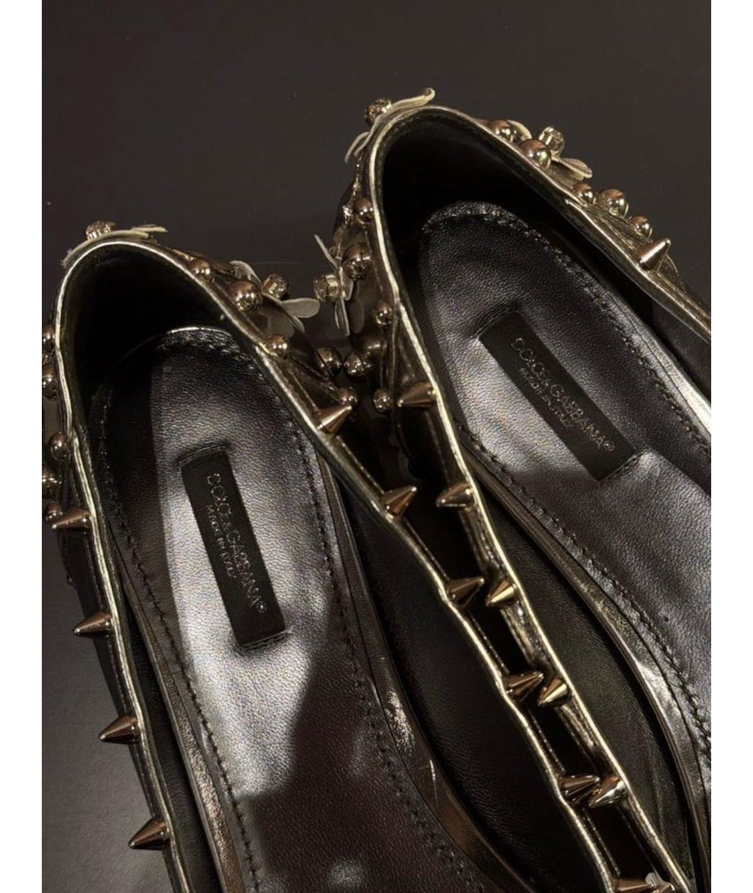 DOLCE&GABBANA Серебряные кожаные балетки, фото 5