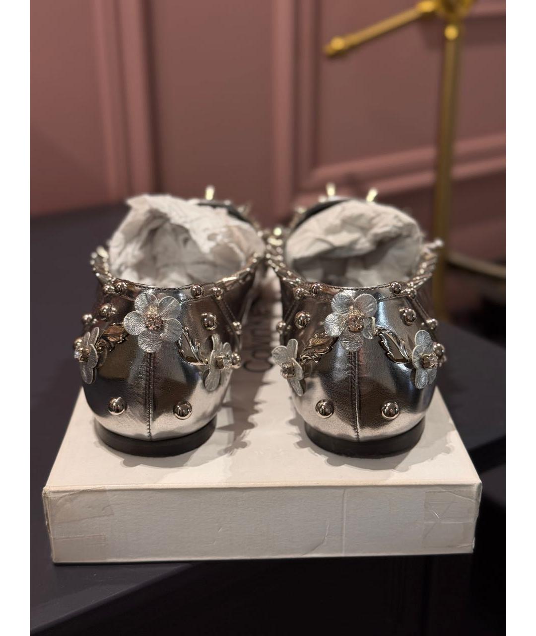 DOLCE&GABBANA Серебряные кожаные балетки, фото 4