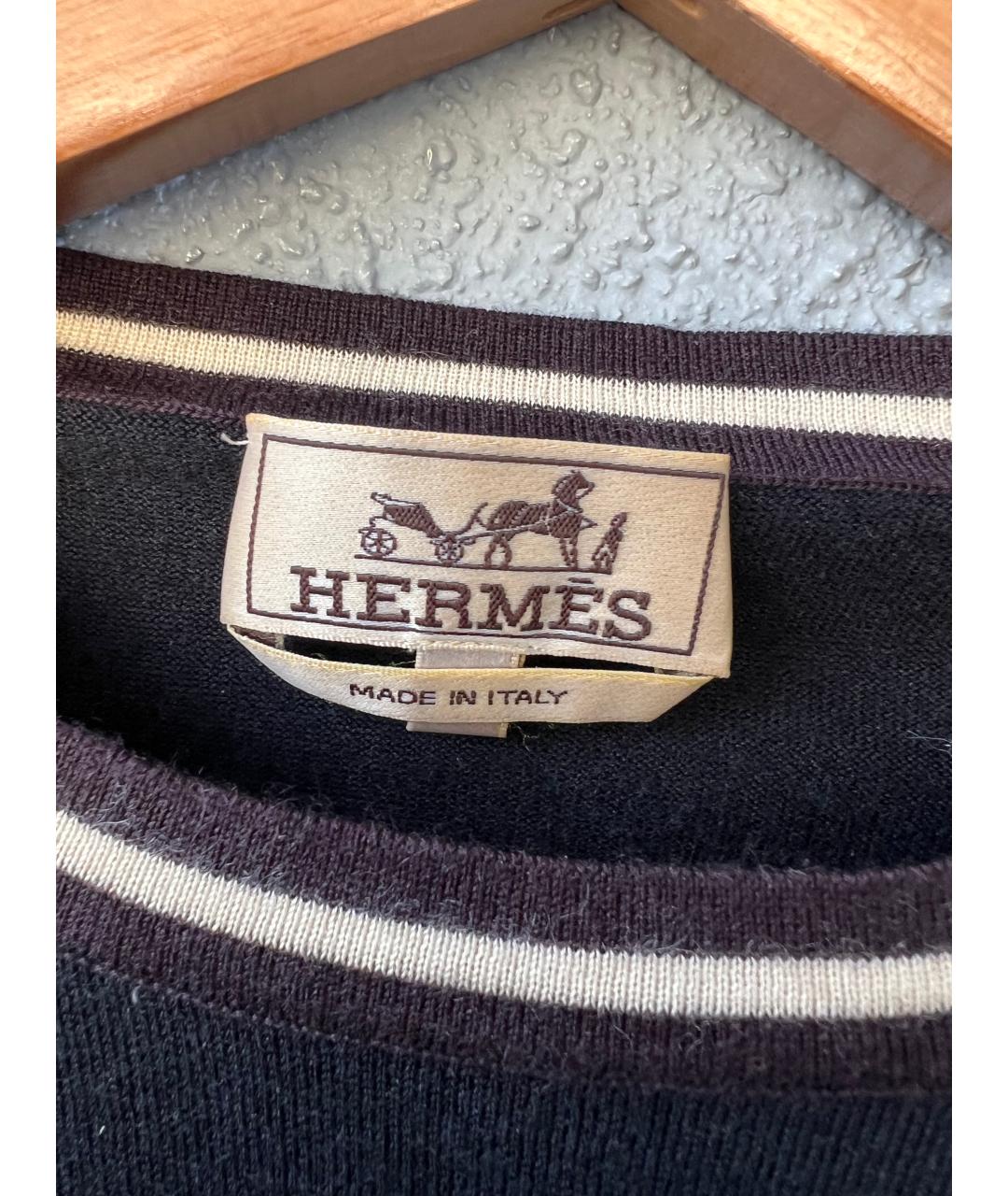 HERMES Темно-синий шерстяной джемпер / свитер, фото 3