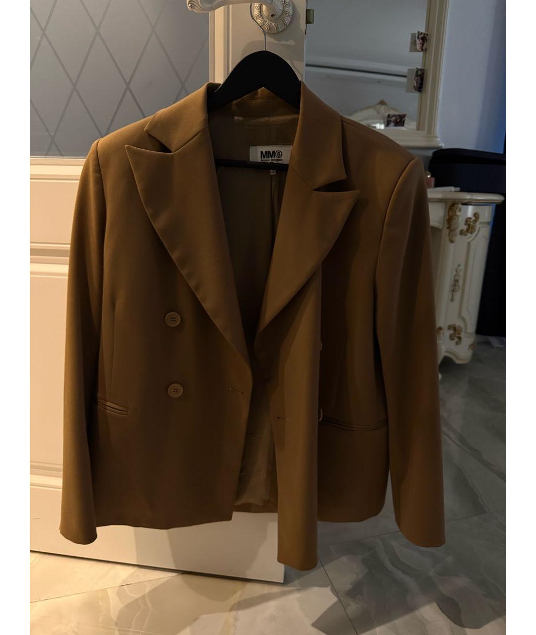 MM6 MAISON MARGIELA Коричневый хлопко-эластановый жакет/пиджак, фото 5