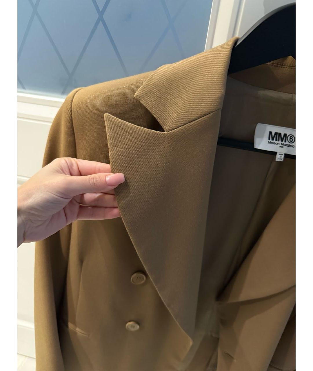 MM6 MAISON MARGIELA Коричневый хлопко-эластановый жакет/пиджак, фото 4