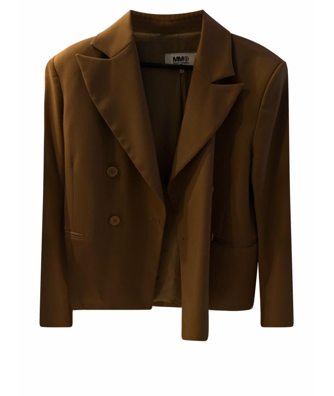 MM6 MAISON MARGIELA Коричневый хлопко-эластановый жакет/пиджак, фото 1