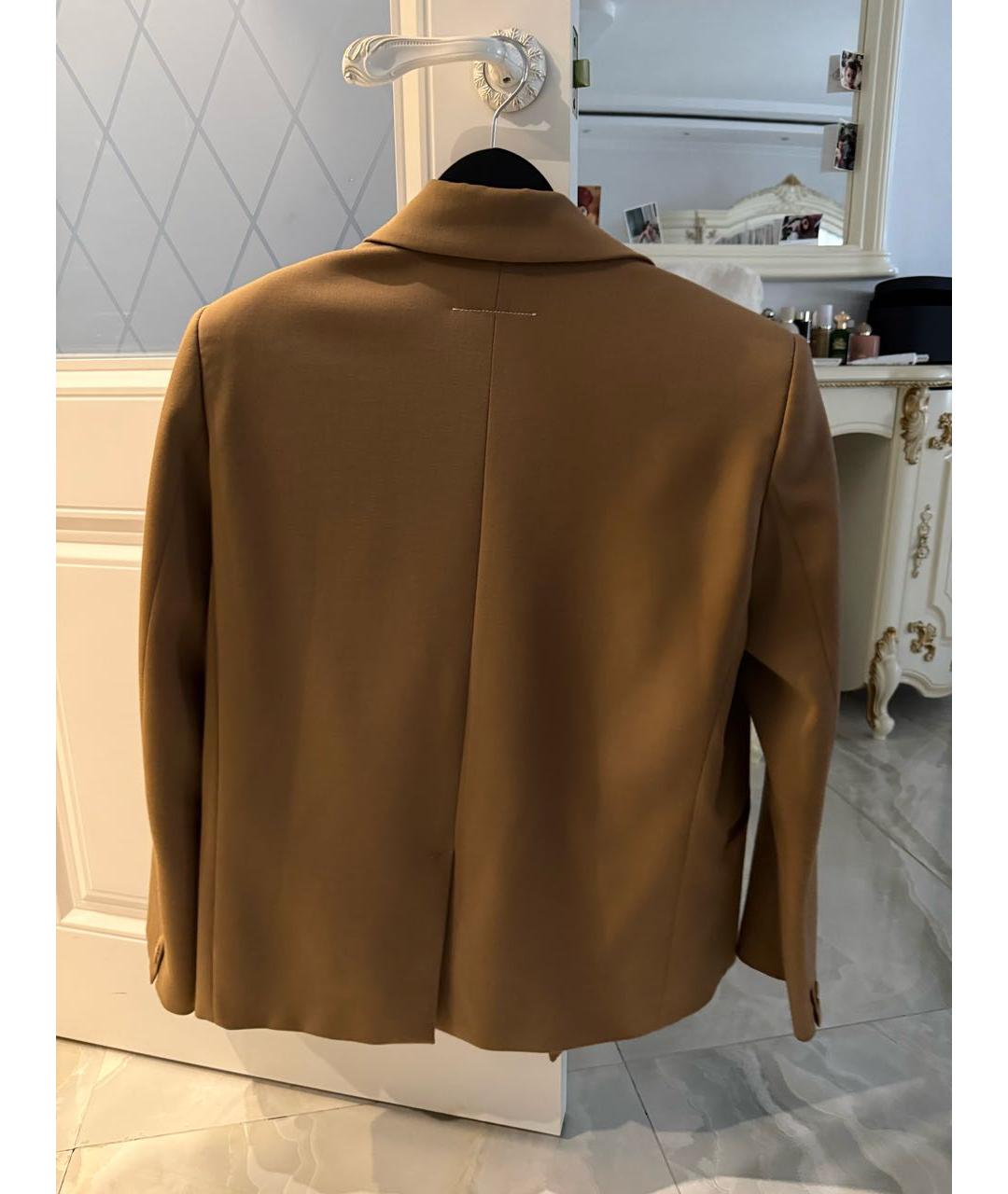 MM6 MAISON MARGIELA Коричневый хлопко-эластановый жакет/пиджак, фото 2
