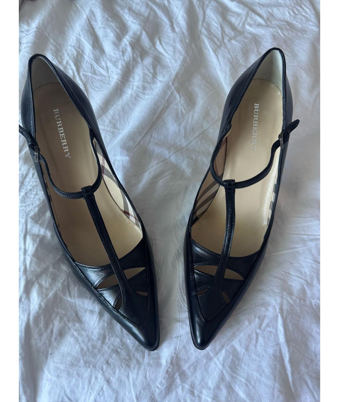 BURBERRY Черные кожаные туфли, фото 5