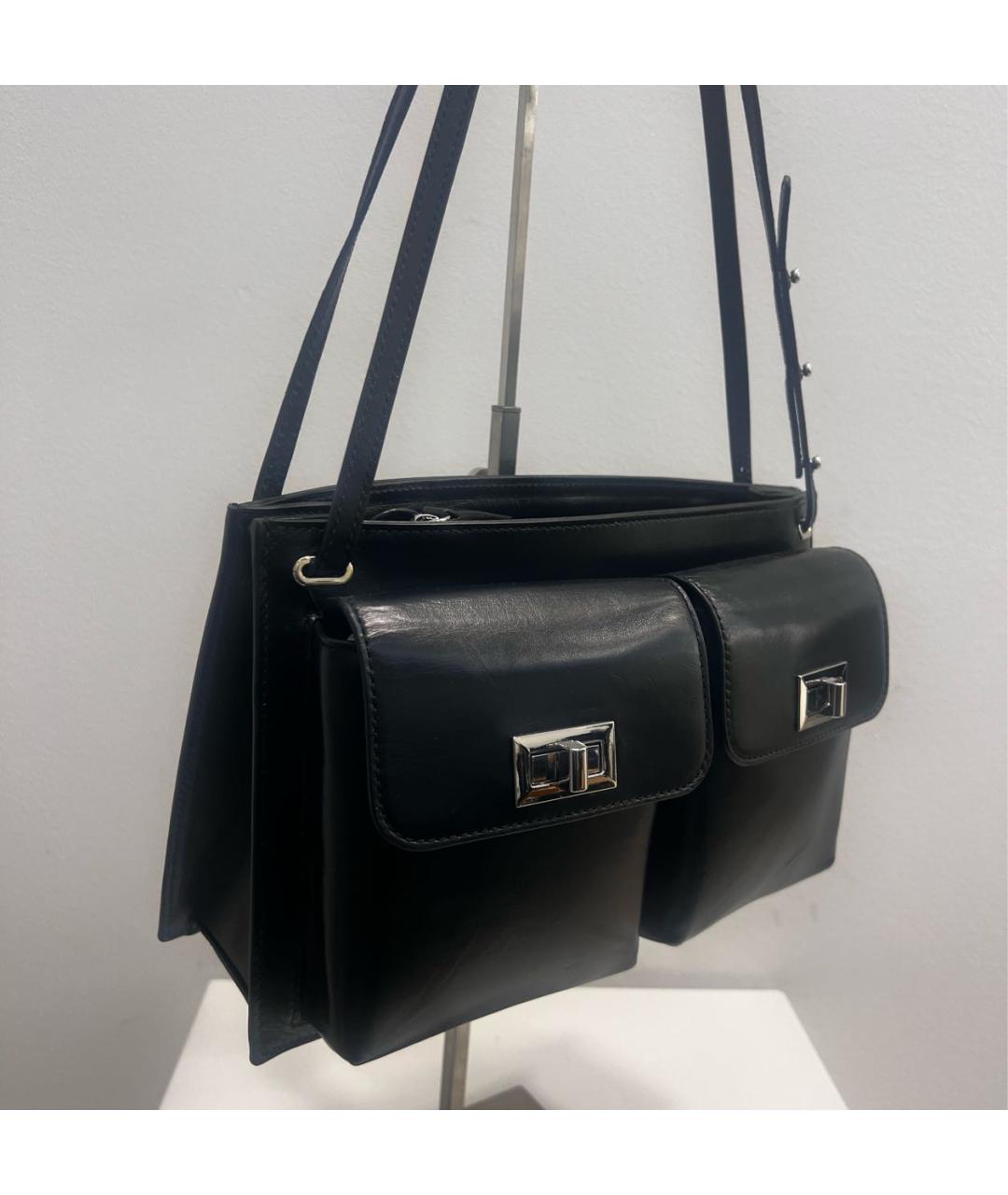 BY FAR Черная кожаная сумка через плечо, фото 2
