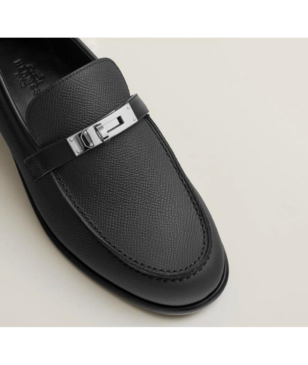 HERMES Черные кожаные лоферы, фото 3