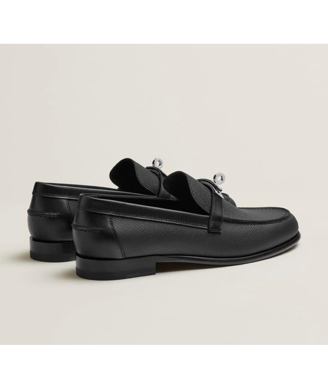 HERMES Черные кожаные лоферы, фото 2