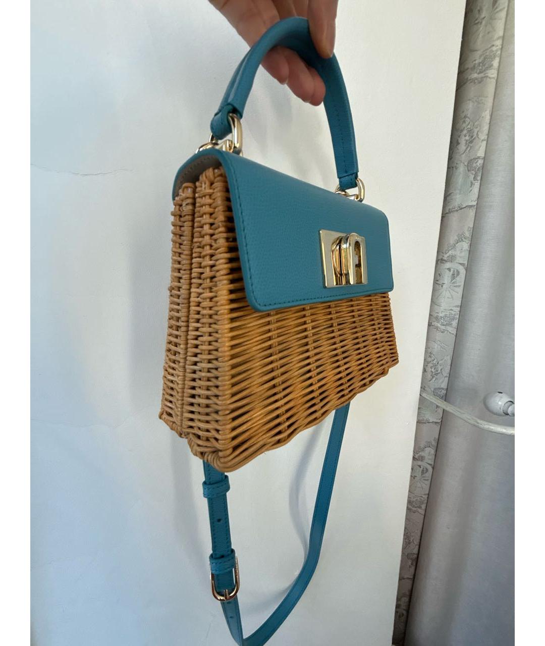 FURLA Голубая плетеная сумка через плечо, фото 2