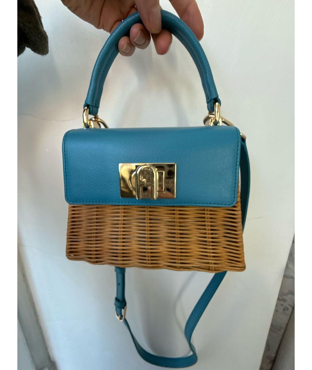 FURLA Голубая плетеная сумка через плечо, фото 5