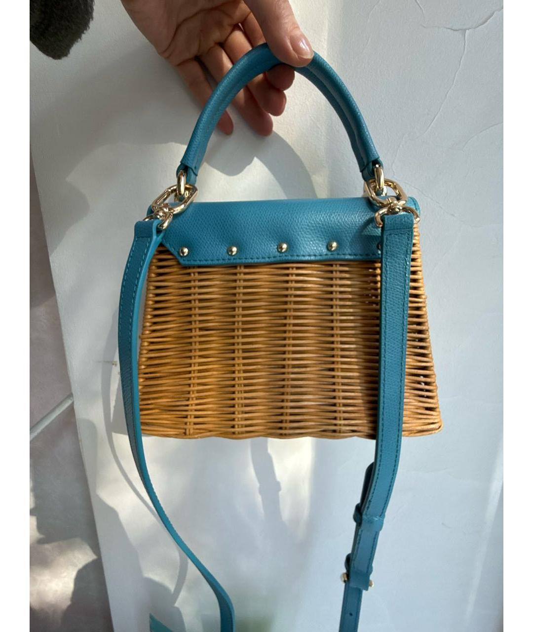FURLA Голубая плетеная сумка через плечо, фото 3