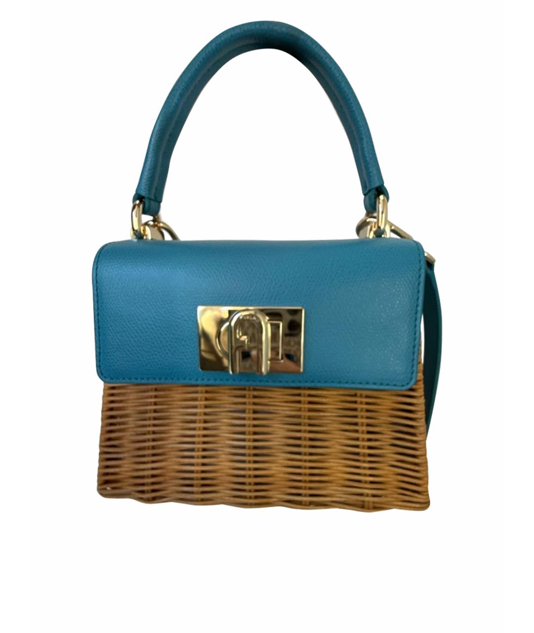 FURLA Голубая плетеная сумка через плечо, фото 1