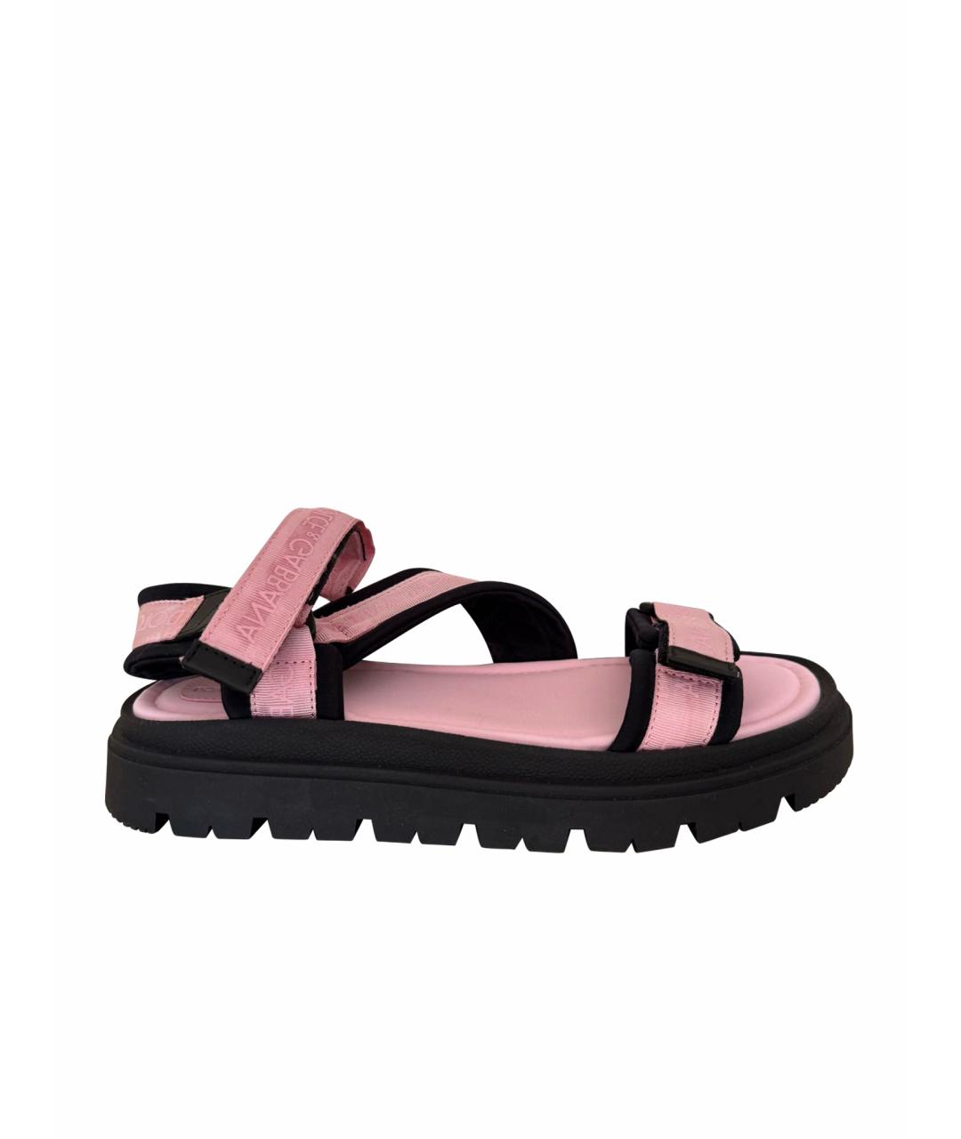 DOLCE & GABBANA KIDS Розовые текстильные сандалии и шлепанцы, фото 1